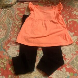 Peach Cat & Jack Top and Black Pants Child’s Place size 5